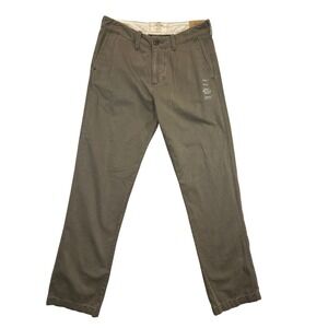Hollister Pants Mens 30x32 Brown Khaki Chino Classic Straight Flat Front‎ NWT